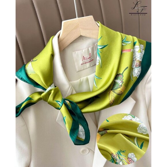 Satin Bandanas Head A10 Green Scarf Women Lightweight Silk Hair Wrap Sleep Scarf - Picture 5 of 6